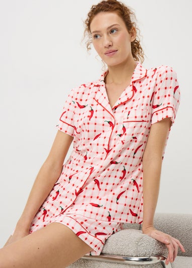 Red Chilli Button Up Short Pyjama Set