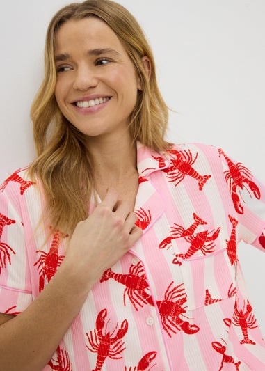 Pink Lobster Button Up Short Pyjama Set
