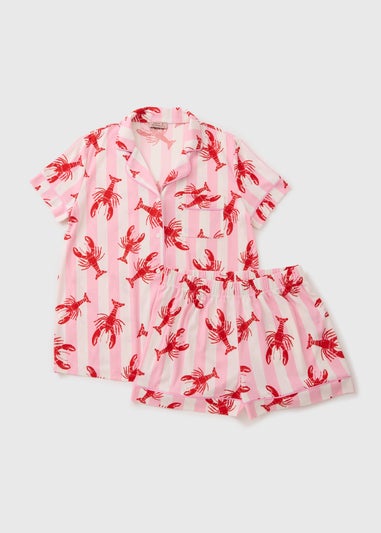 Pink Lobster Button Up Short Pyjama Set