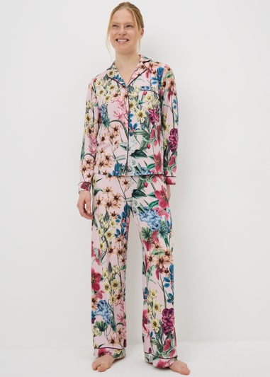 Pink Floral Button Up Pyjama Set