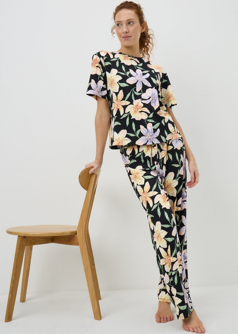 Black Floral Pyjama Set