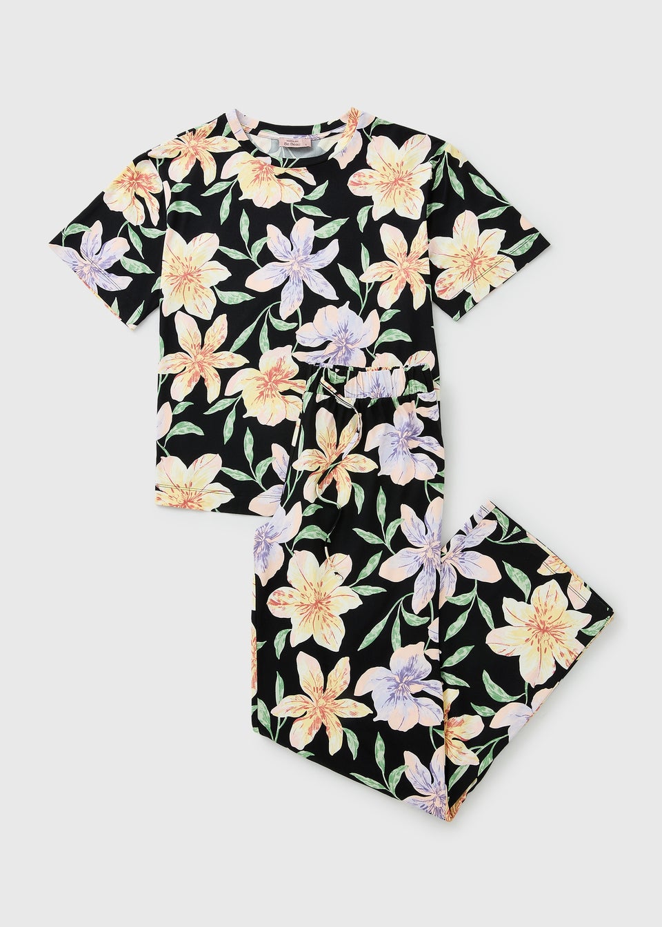 Black Floral Pyjama Set