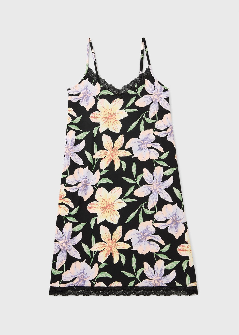 Black Floral Chemise Nightie