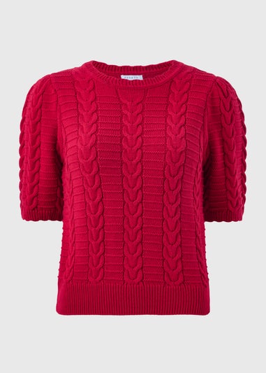 Red Short Sleeve Cable Jumper