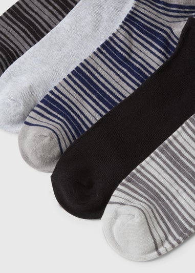 5 Pack Grey Stripe Trainer Socks