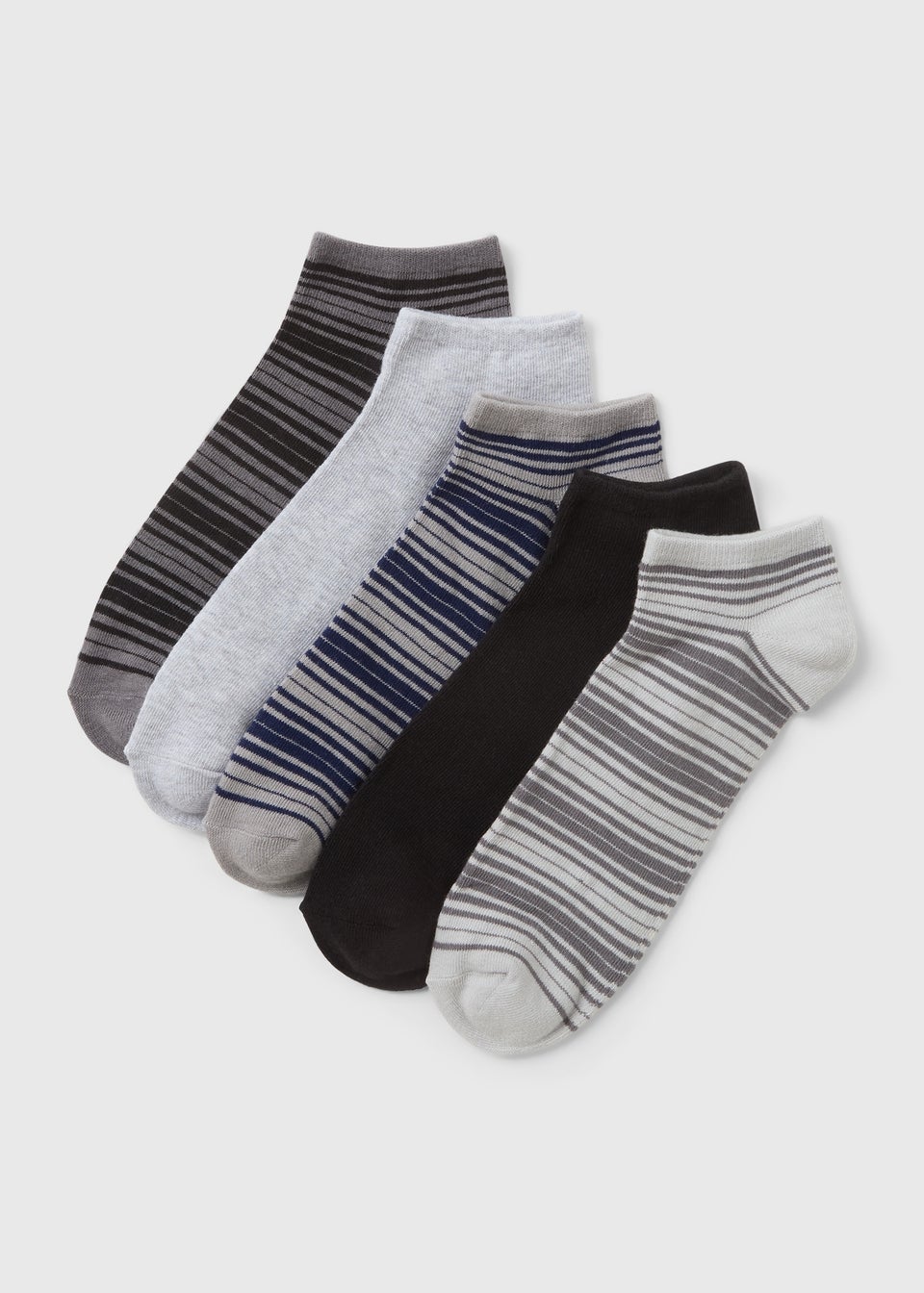 5 Pack Grey Stripe Trainer Socks