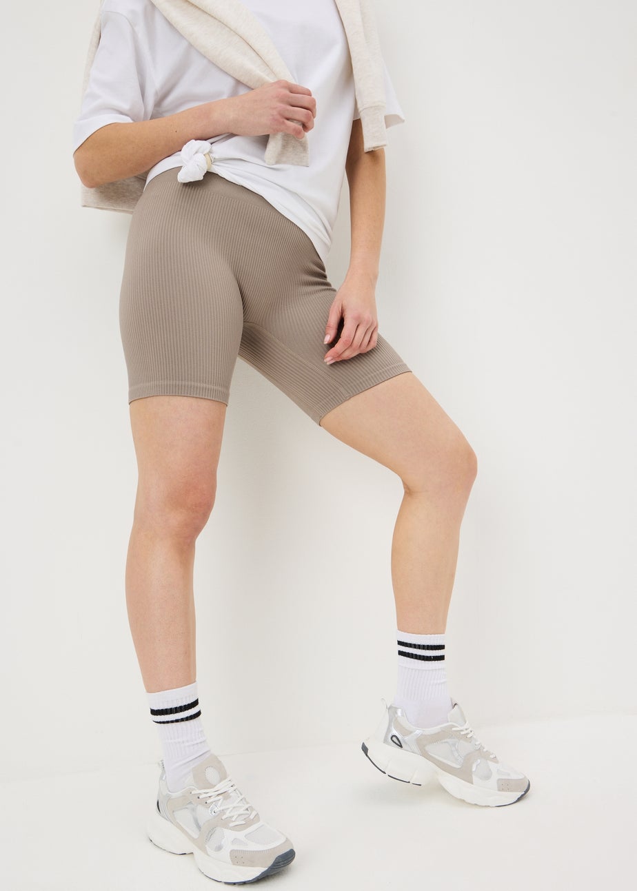 Beige Seamless Cycling Shorts