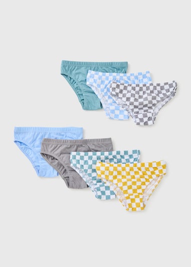 7 Pack Boys Multicoloured Checked Briefs (1-11 Years)