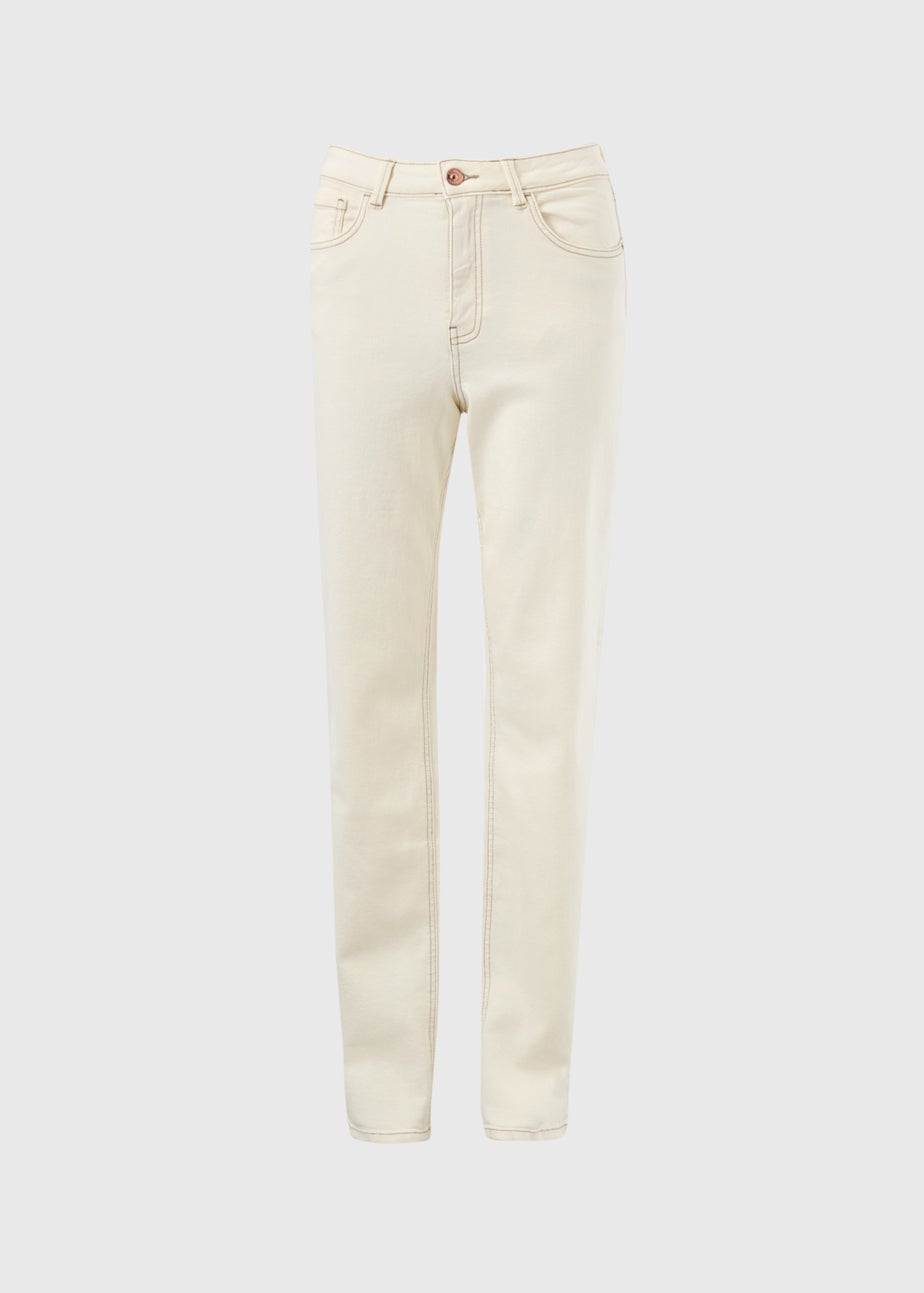 Ecru Straight Leg Jeans