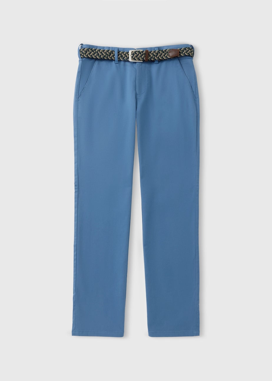 Blue Belted Chino Trousers