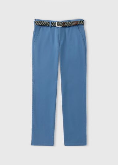 Blue Belted Chino Trousers