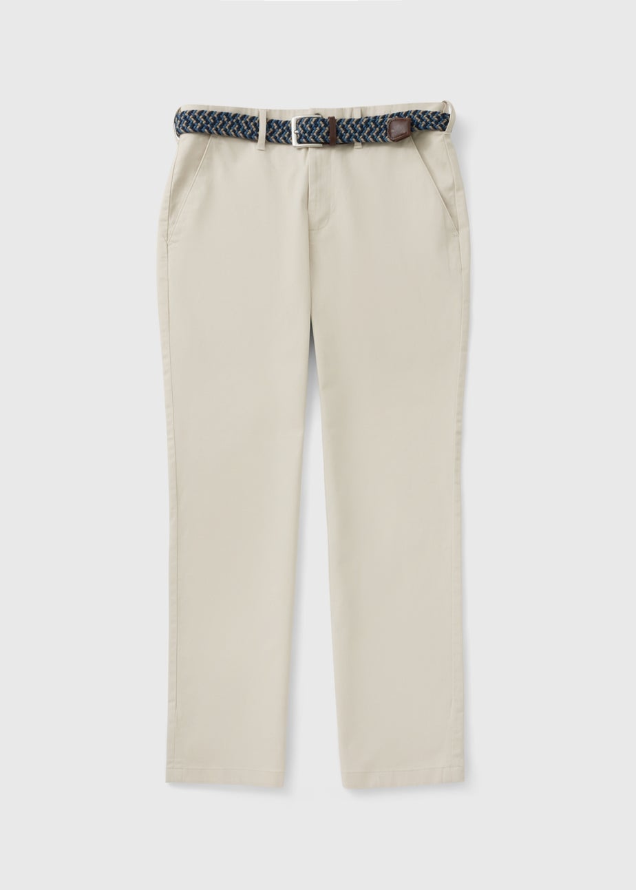Lincoln Bone Belted Regular Fit Chinos