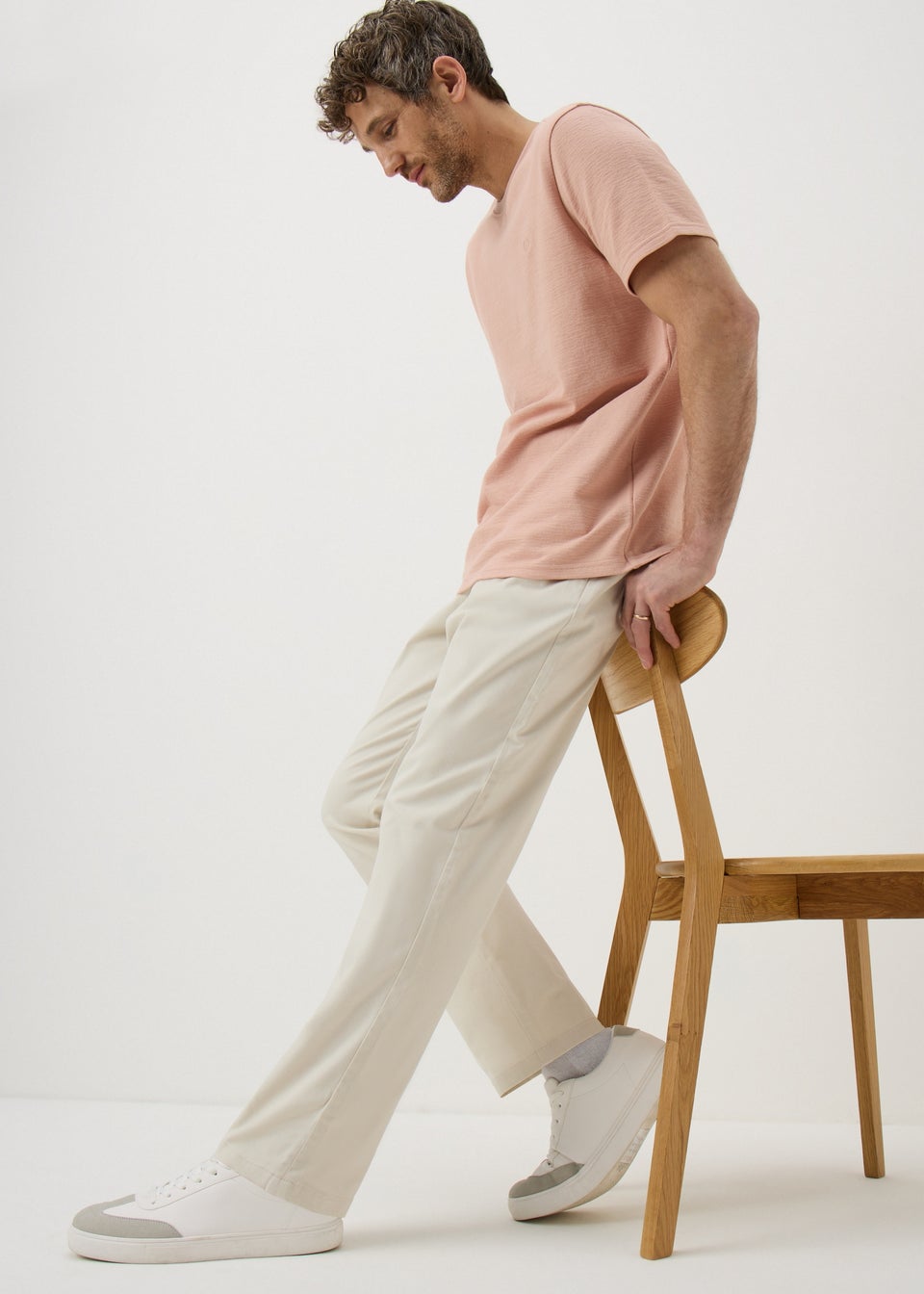 Lincoln Bone Belted Regular Fit Chinos
