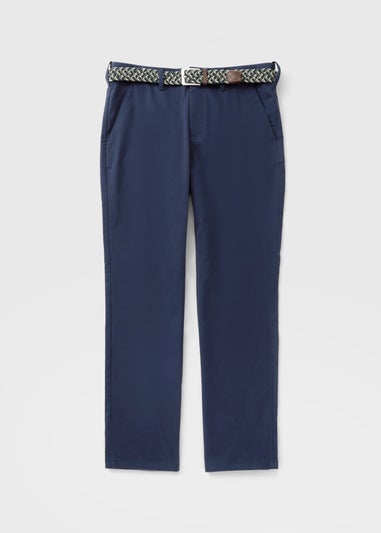 Lincoln Navy Belted Regular Fit Chinos