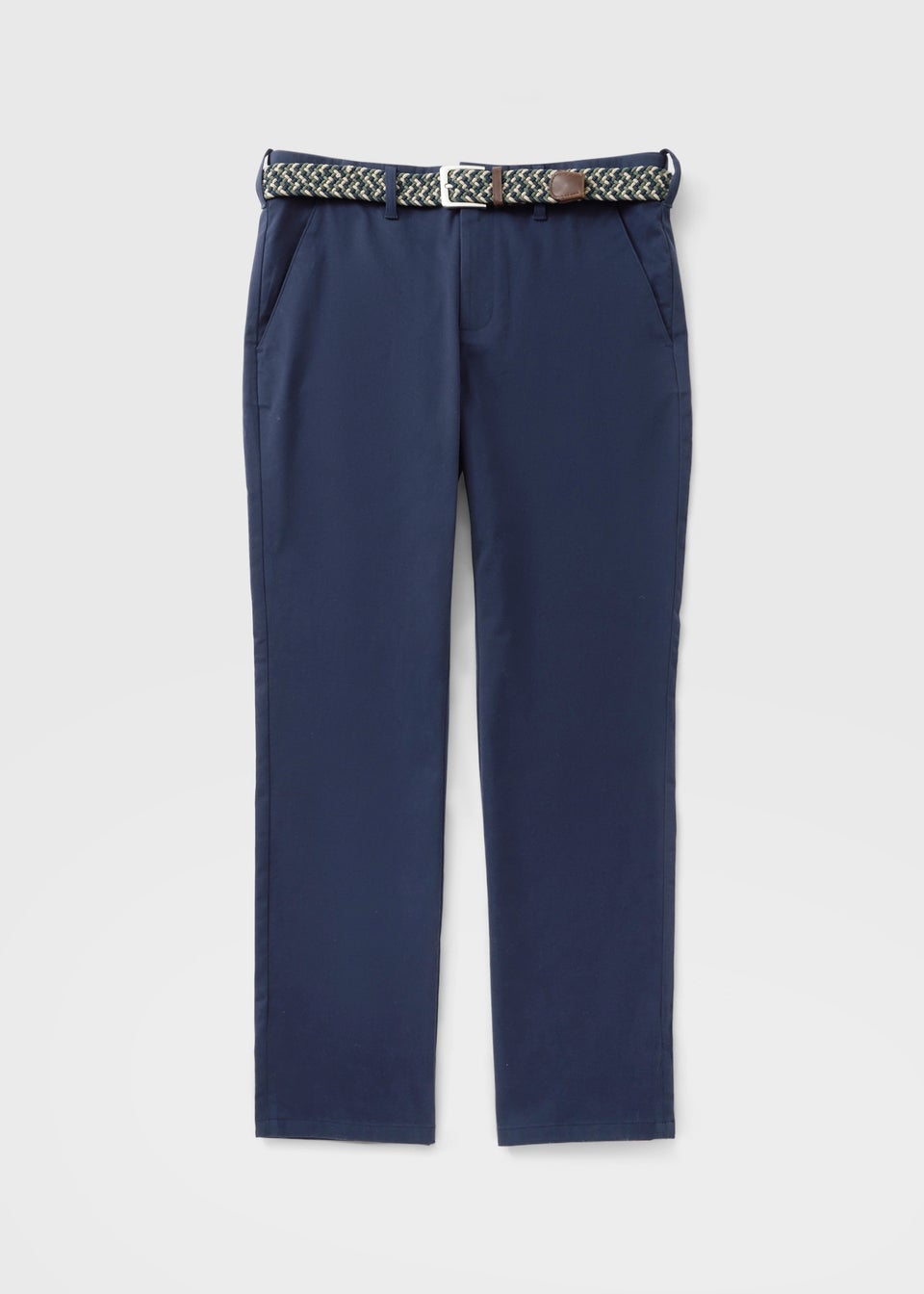 Lincoln Navy Belted Regular Fit Chinos