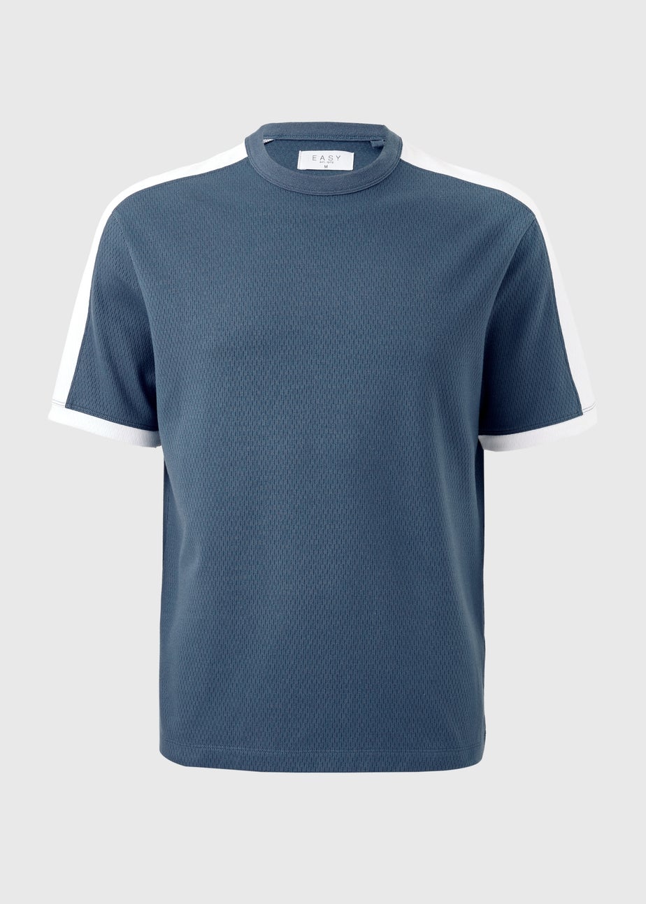 Blue Textured Co Ord T-Shirt