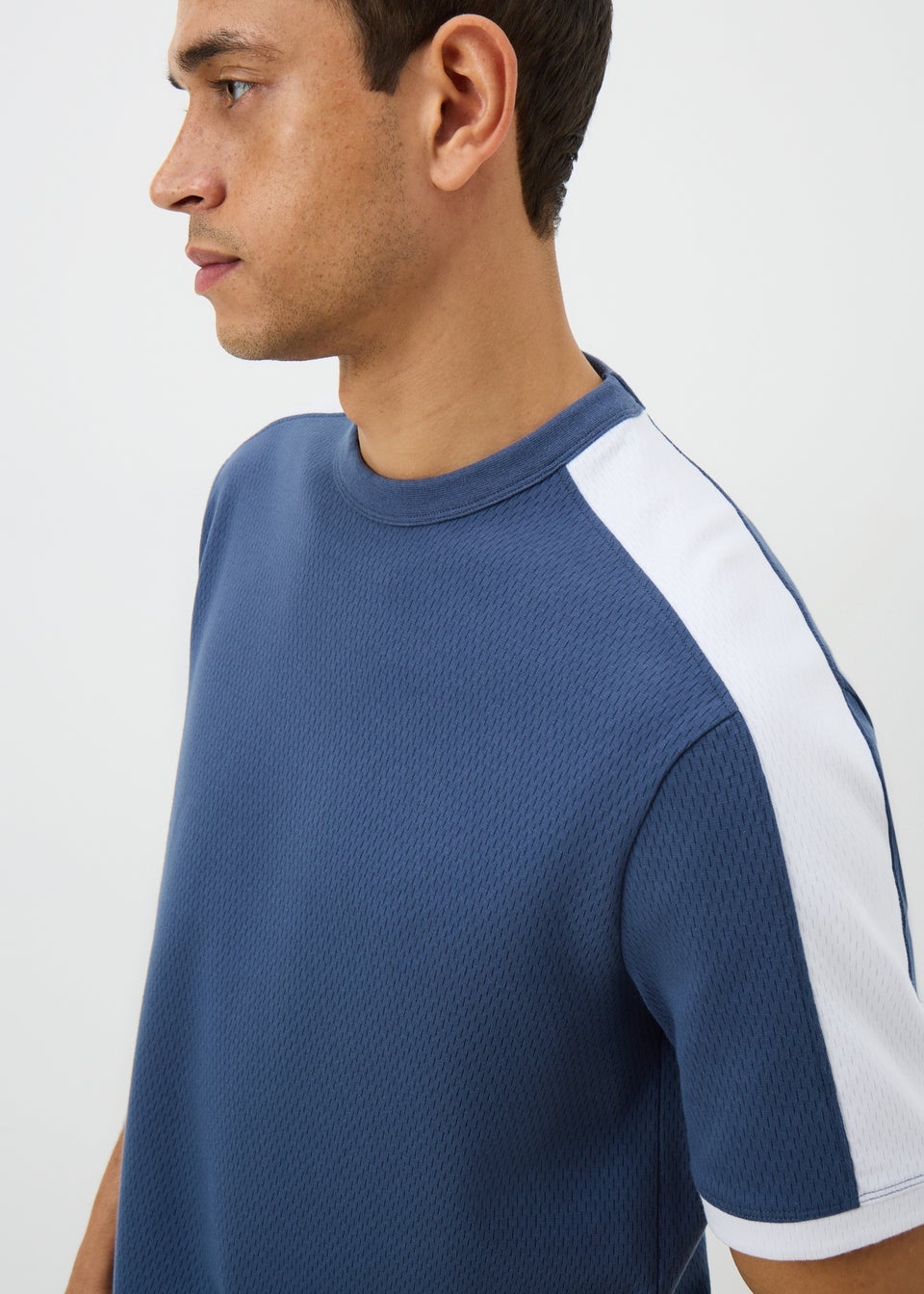 Blue Textured Co Ord T-Shirt