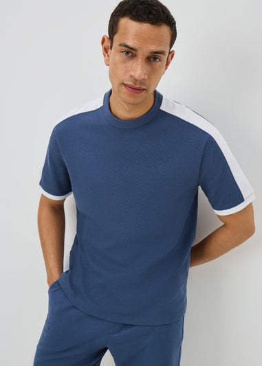 Blue Textured Co Ord T-Shirt