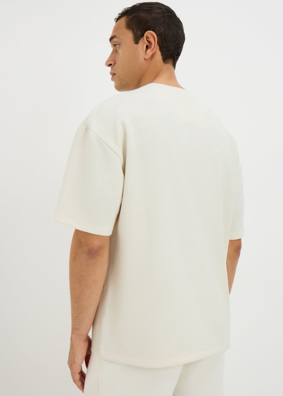 Cream Houndstooth Co Ord T-Shirt