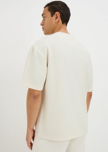 Cream Houndstooth Co Ord T-Shirt