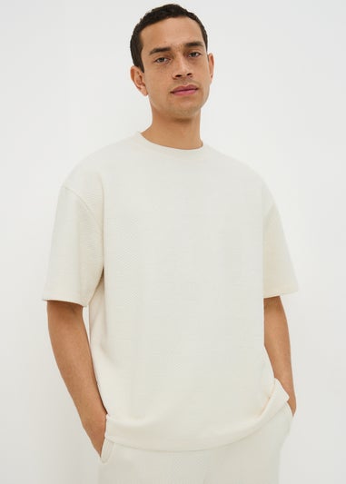 Cream Houndstooth Co Ord T-Shirt