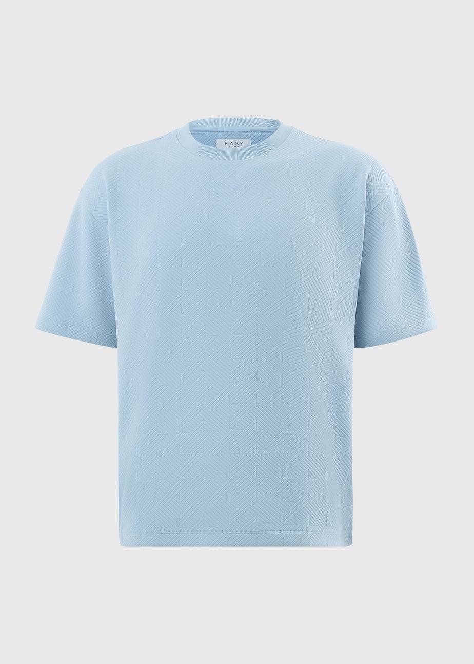 Light Blue Houndstooth Textured T-Shirt