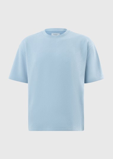 Light Blue Houndstooth Textured T-Shirt