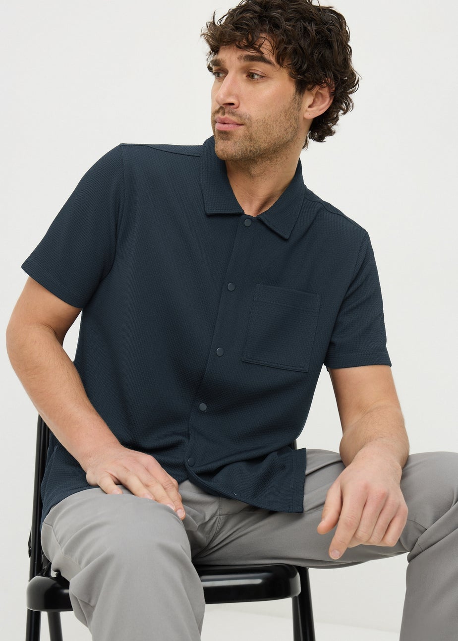 Navy Waffle Jersey Short Sleeve Shirt