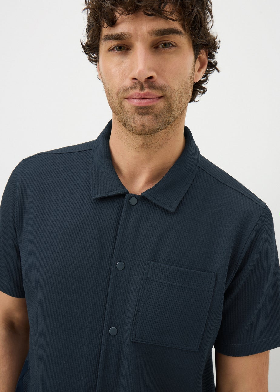 Navy Waffle Jersey Short Sleeve Shirt