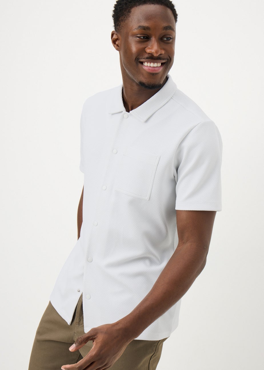White Waffle Jersey Short Sleeve Shirt