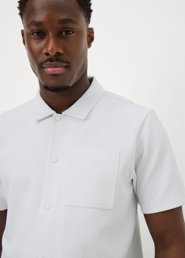 White Waffle Jersey Short Sleeve Shirt