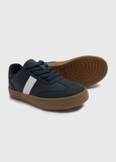Boys Navy Panel Trainers (Younger 10-Older 6)