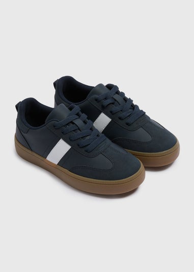 Boys Navy Panel Trainers (Younger 10-Older 6)