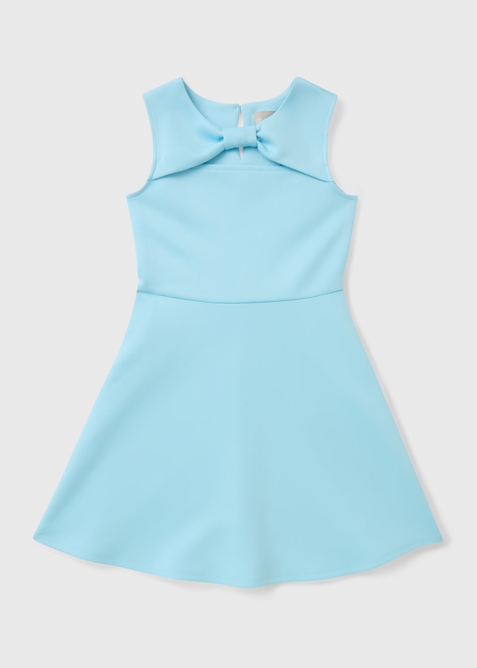 Girls Blue Bow Scuba Dress (7-15yrs)