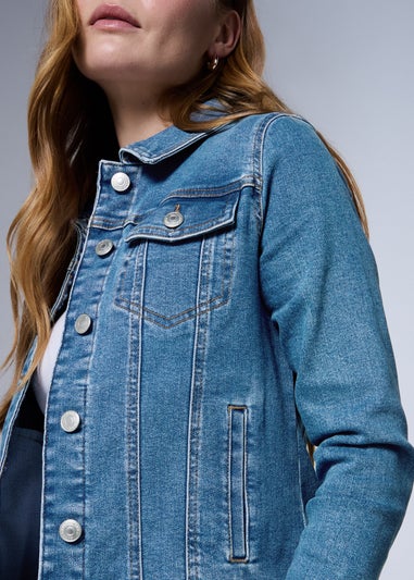 Mid Wash Stretch Denim Jacket