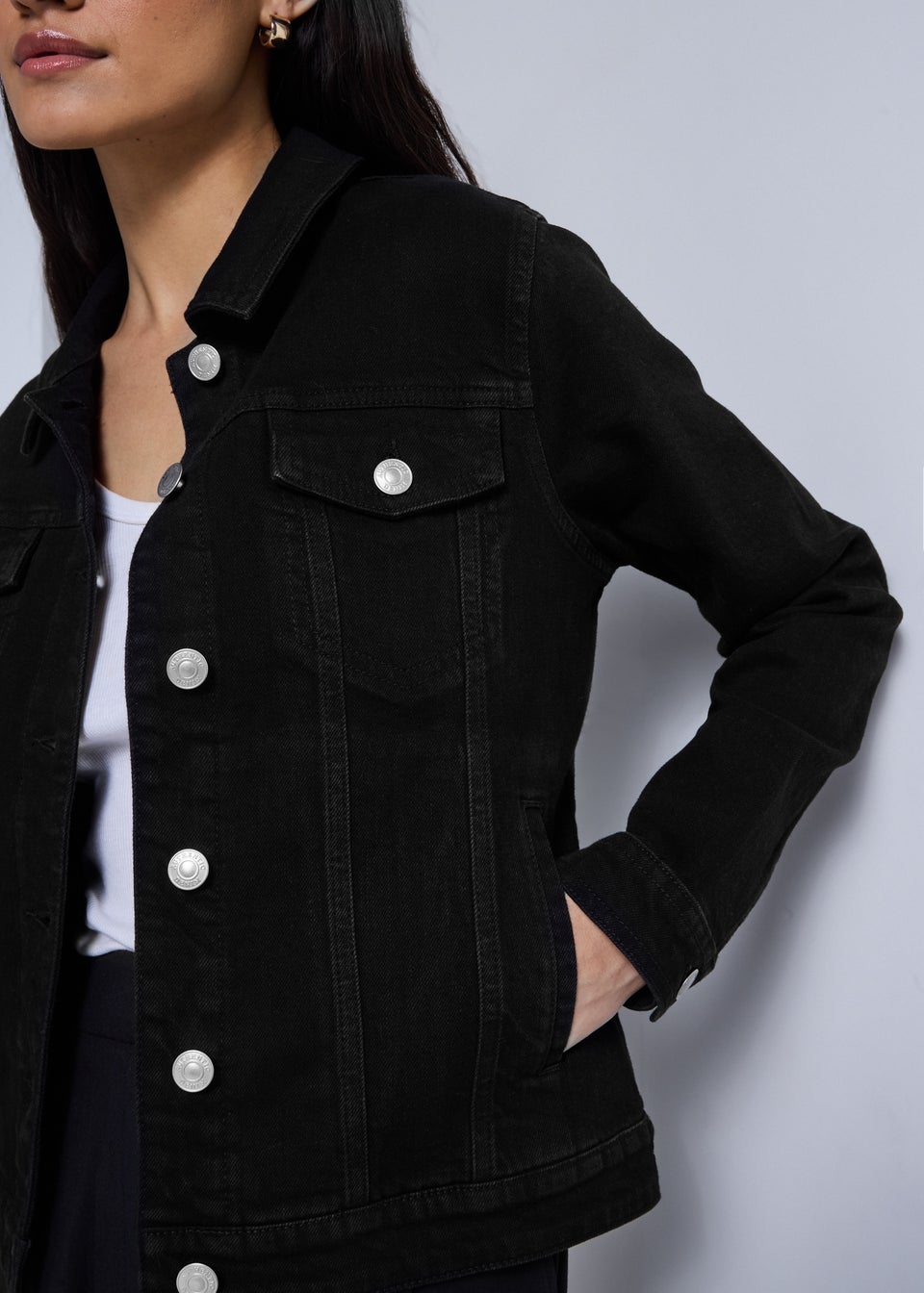 Black Stretch Denim Jacket