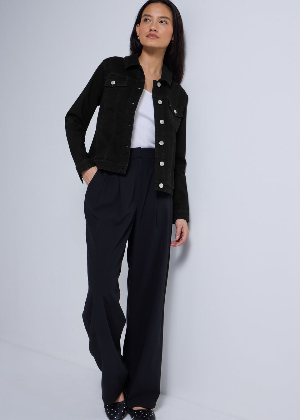 Black Stretch Denim Jacket