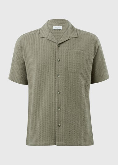 Khaki Textured Revere Short Sleeve Shirt
