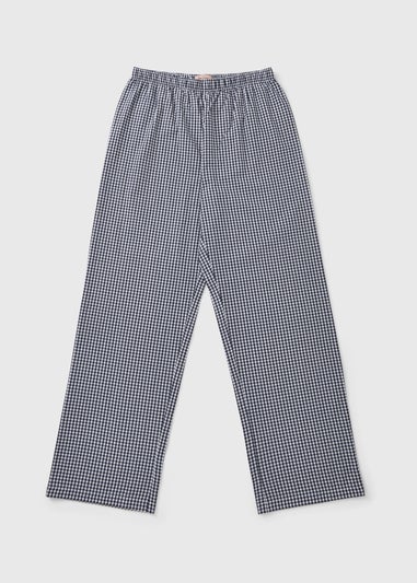 Navy Gingham Wide Leg Pyjama Bottoms
