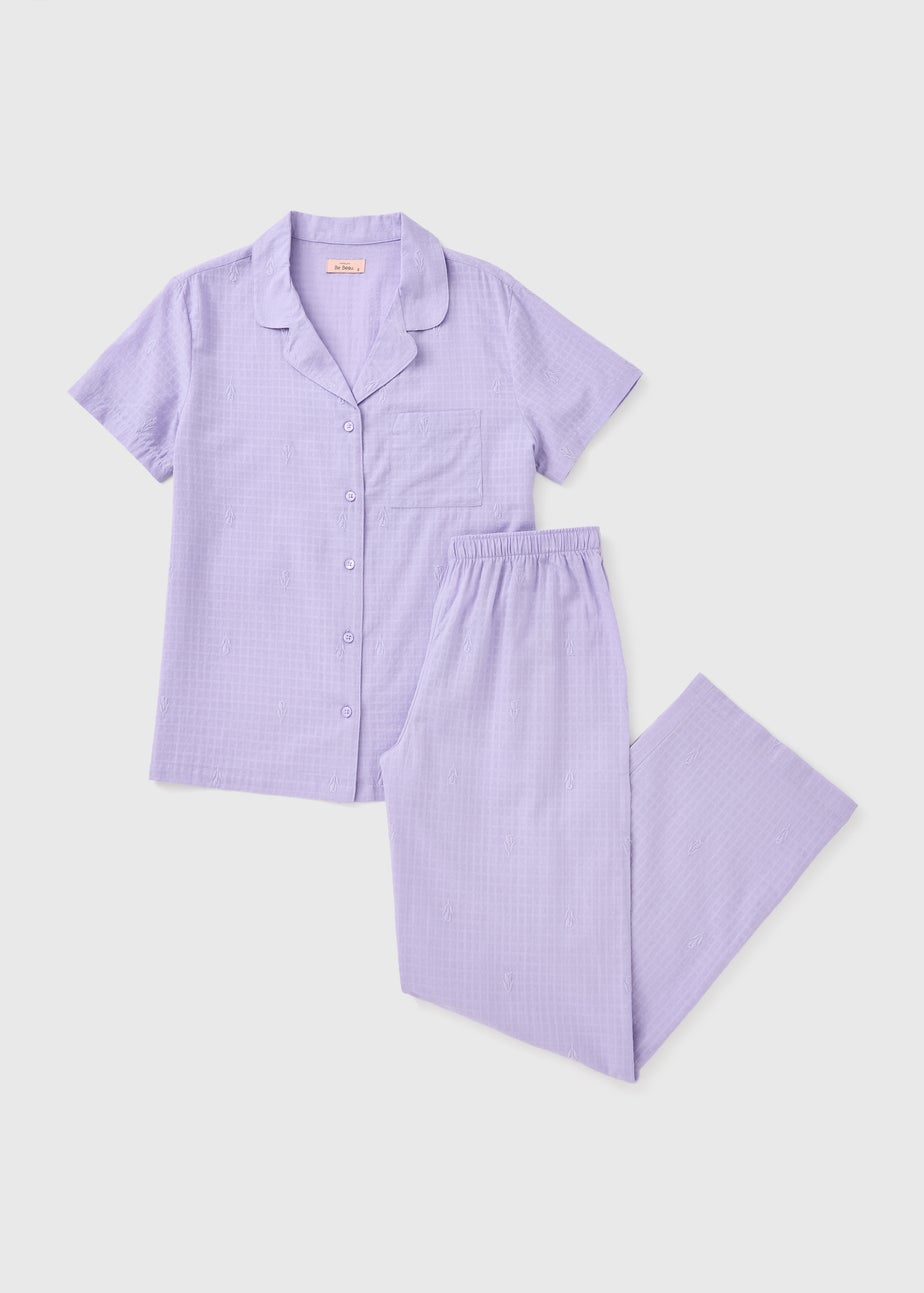 Lilac Button Up Traditional Pyjama Set