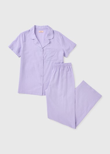 Lilac Button Up Traditional Pyjama Set