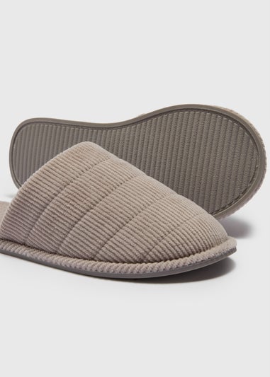 Grey Cord Closed Toe Slippers