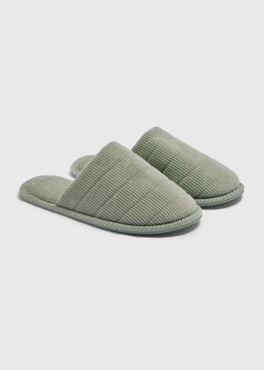 Green Cord Closed Toe Slippers