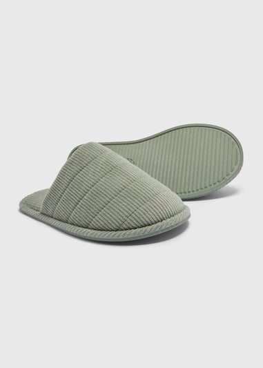 Green Cord Closed Toe Slippers