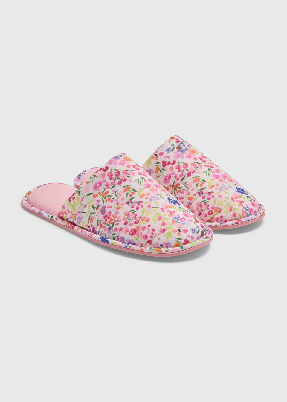 Pink Floral Closed Toe Slippers