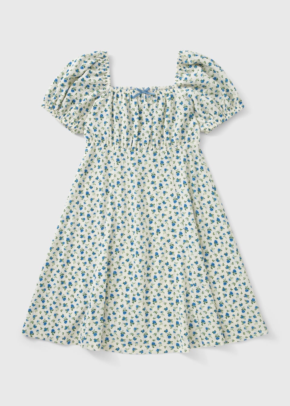Girls Blue Ditsy Floral Dress (7-15yrs)