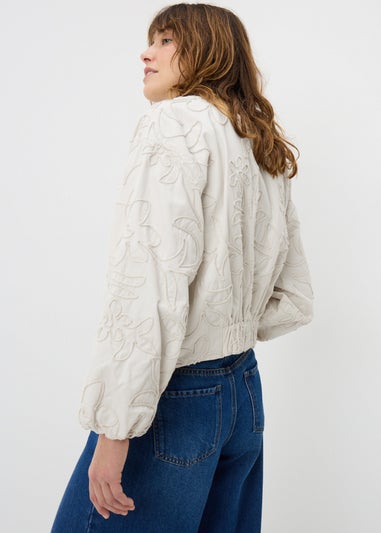 Cream Floral Bomber Jacket