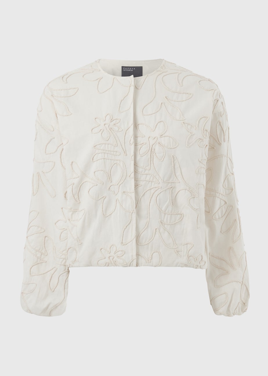 Cream Floral Bomber Jacket