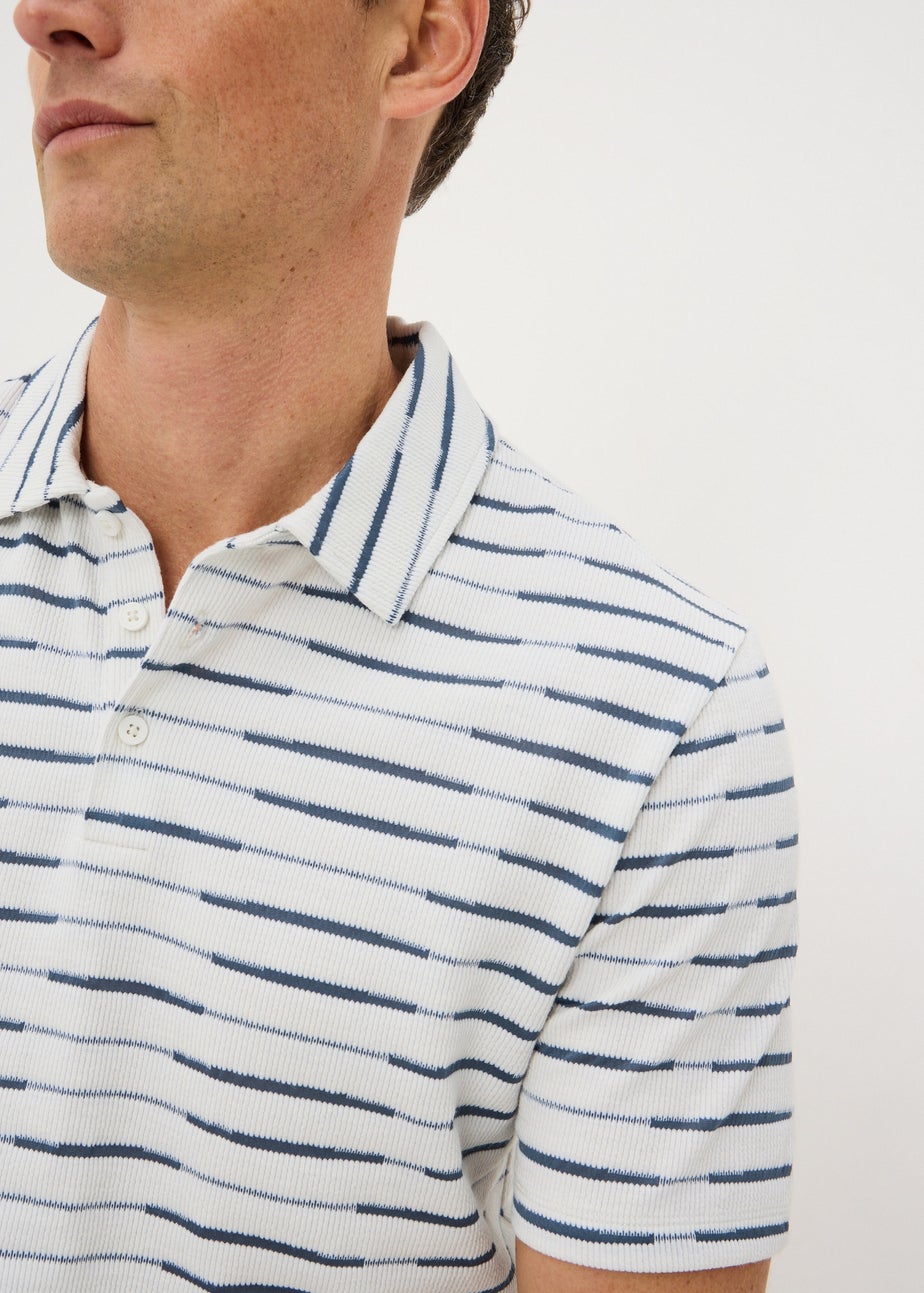 Navy Stripe Textured Polo Shirt