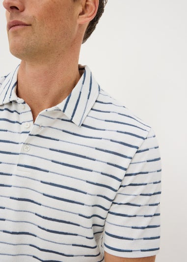 Navy Stripe Textured Polo Shirt